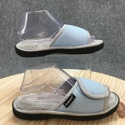 Isotoner Slippers Womens Slip On Slides Blue Comfort Open Toe  Adjustable