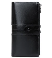 Women's Wallet Large Capacity Double Zip Card Holder RFID Blocking Ladies Purse