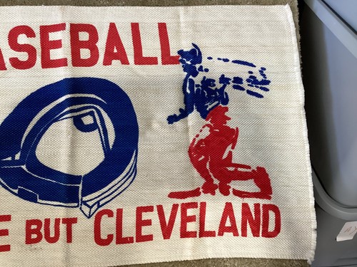1970s Big Sport Baseball Rug Throw Man Cave Decor Cleveland Indians 24x43 - Picture 2 of 3