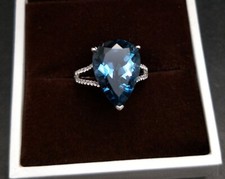 London Blue topaz ring 925 Sterling Silver Ring Pear cut Ring Women Gift Ring.