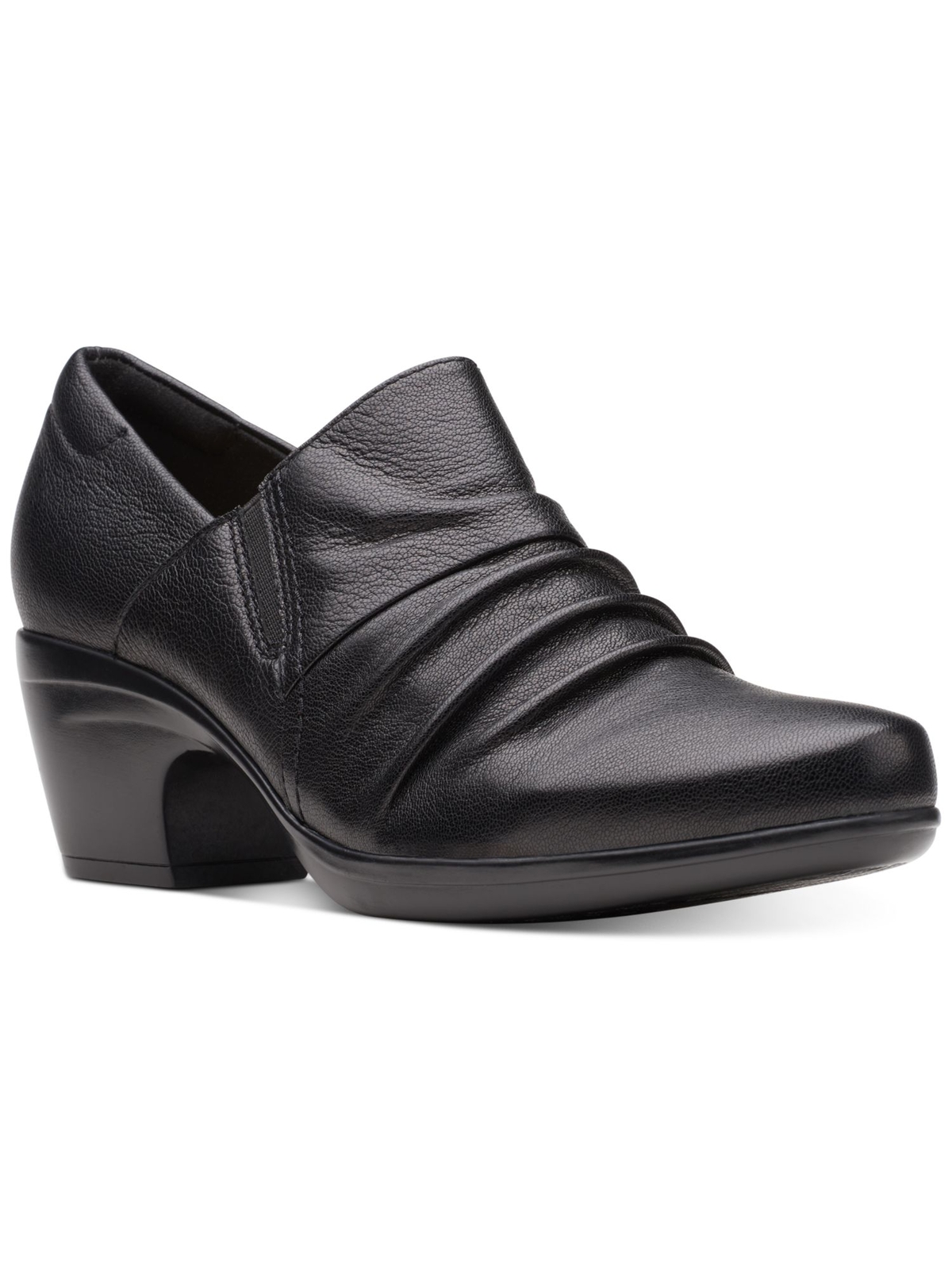 Женская черная блузка на блочном каблуке Emily Toe из кожи без застежки CLARKS COLLECTION, 11 М