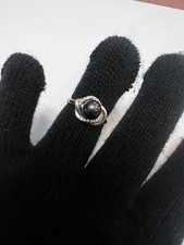 Beautiful Sterling Silver Cubic Zirconia Dark Pearl Ring Size 5 3/4