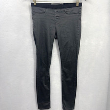 Helmut Lang Pants Womens 26 Black Coated Cotton Blend Skinny Quiet Lux Stretch