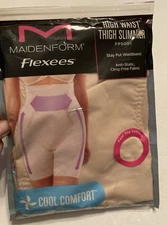Maidenform Flexees Shapes Cool Comfort Firm High Thigh Slimmer FP5001 Beige Lrg