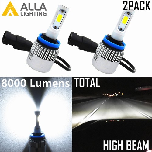 Alla Lighting 8000LM 6000K COB-LED H9 High Beam Headlight Bulbs Lamp Xenon White - Picture 1 of 9