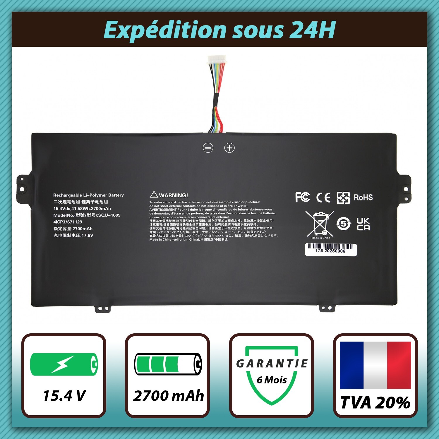 Batterie pour Acer Swift 7 S7-371 résout baisse autonomie et coupure SQU-1605