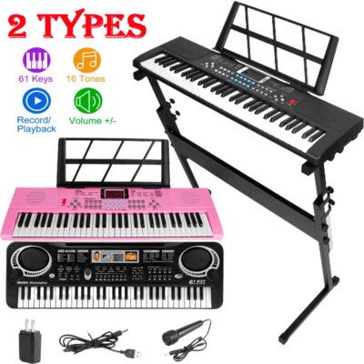 61 Keys Musical Keyboard Electric Piano Digital Organ w/ Mic & Adapter Kid Gift