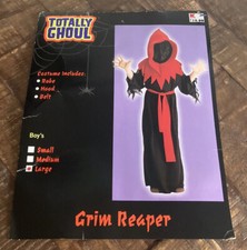 New Totally Ghoul Grim Reaper Black/Red Halloween Costume Boys Size Large