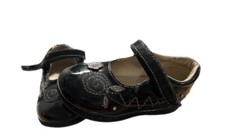 Toddler Girls Holiday Dressy Shoes Size 7 Nine West Black Patten Leather.Flowers