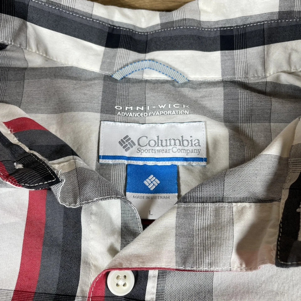 Columbia Men's Plaid Checks Long Sleeve Button Front Omni-Wick Shirt Size Large - Image 3 of 4