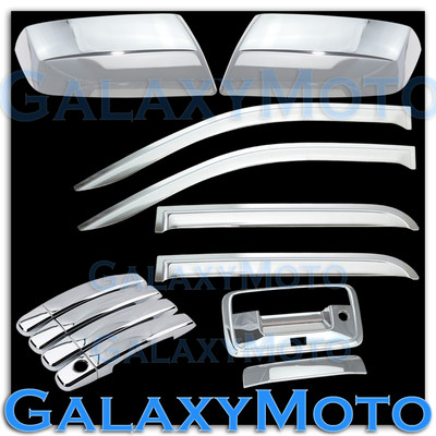 14-15 Sierra 1500 Crew Cab Chrome Mirror+4 Door Handle+Tailgate Cam+Window Visor