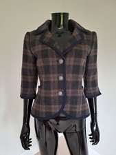 Dubarry Of Ireland Tweed Short Jacket Navy Check Country Chic Sz. 10uk