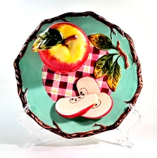 Style Eyes Apple & Slices Hanging Wall Plate Ceramic Baum Bros 8" China C554