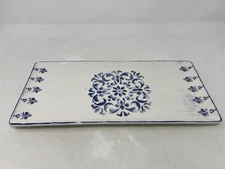 Papart Ceramics Serving Tray Platter Blue White Ceramic - Made in Turkey