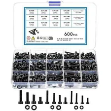 600pcs Metric Screws Bolts,Nuts & Washers Assortment Kit,Hex Socket Head Cap Nut