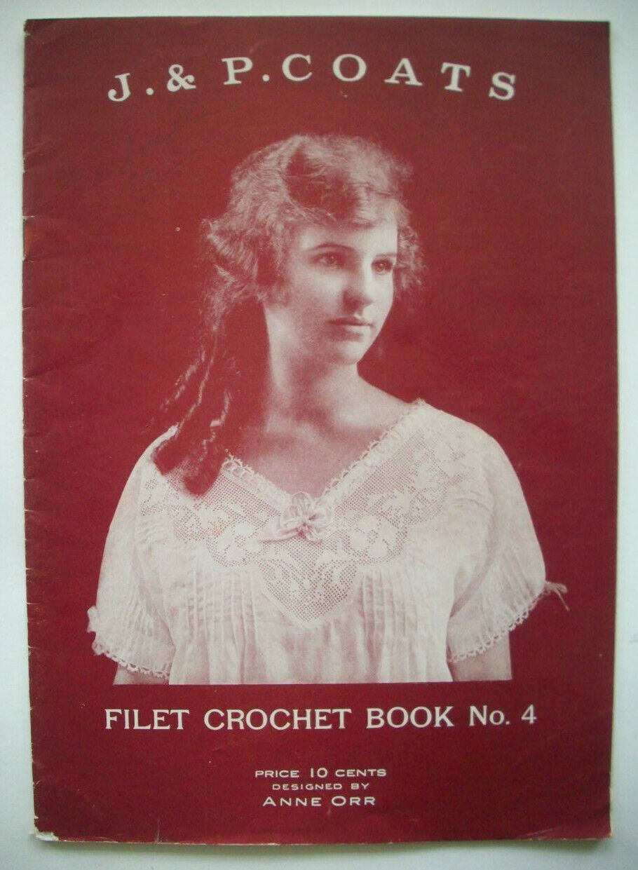 1920 Filet Crochet pattern book No 4  J & P Coats butterfly floral Religious