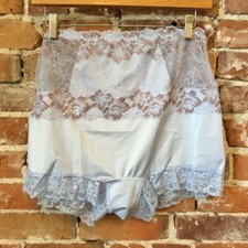 Rhonda Shear Blue  Mocha Lace Overlay Pin-Up Shortie Retro Boyshort Panties New