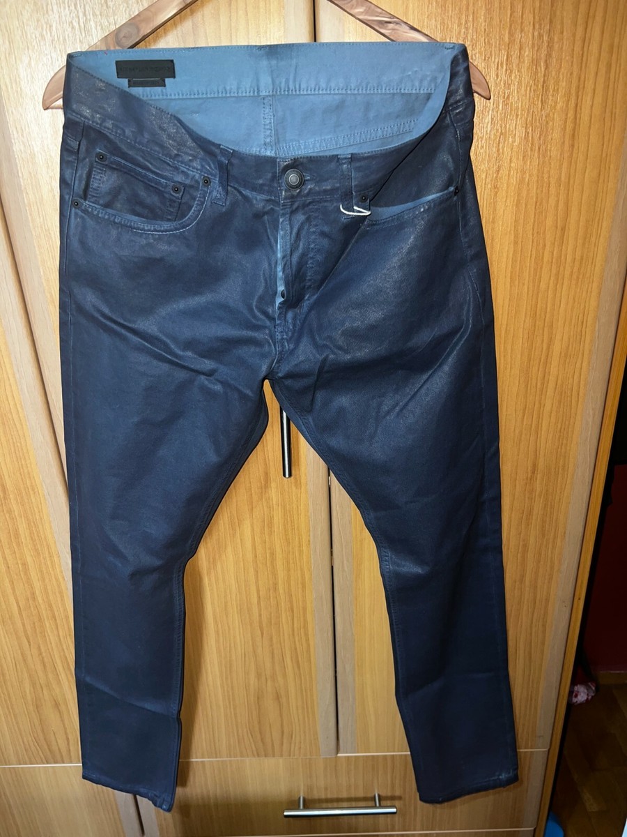 Alexander McQueen Skull Mens Blue Slim Skinny Jeans coated W30