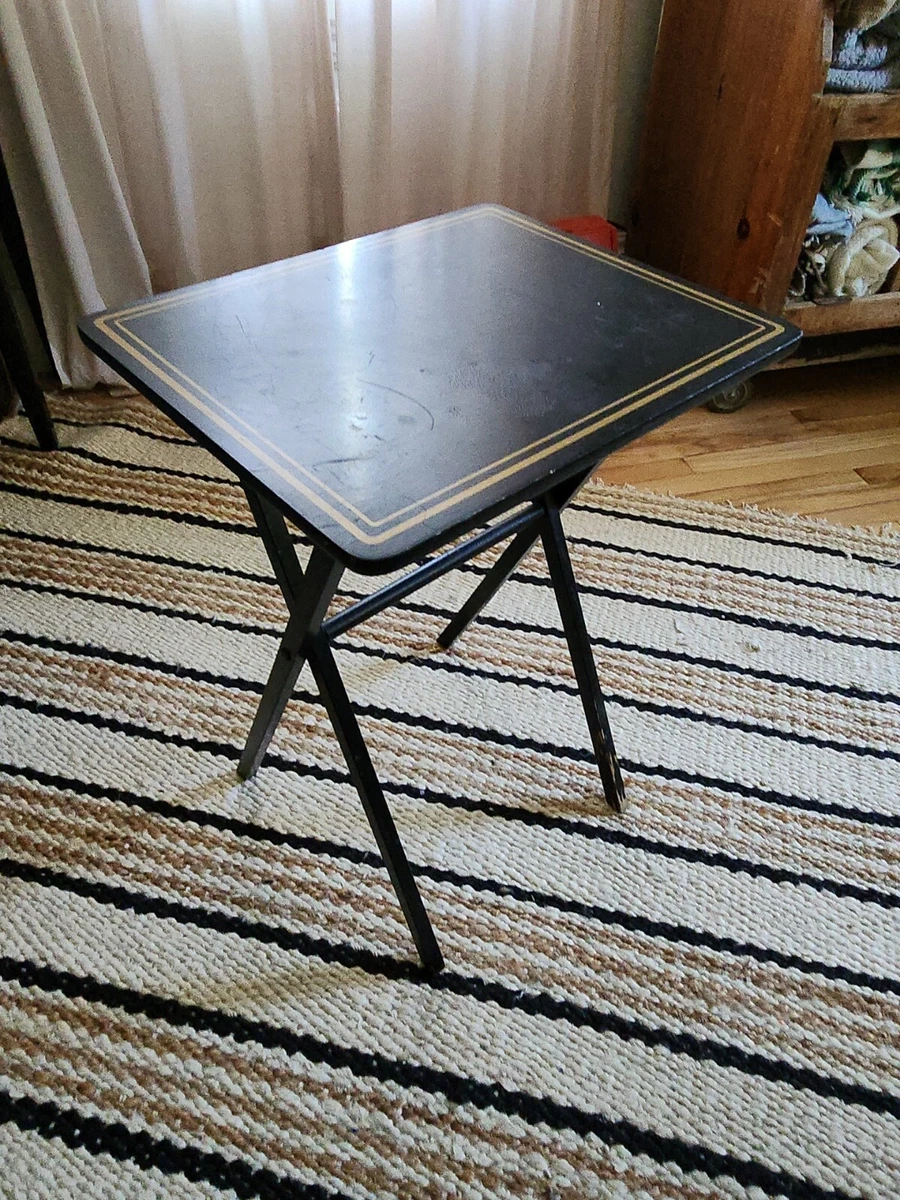 Vintage ARTEX BUTLERETTE MCM Black Folding Snack Tray Table 15 x 18 B