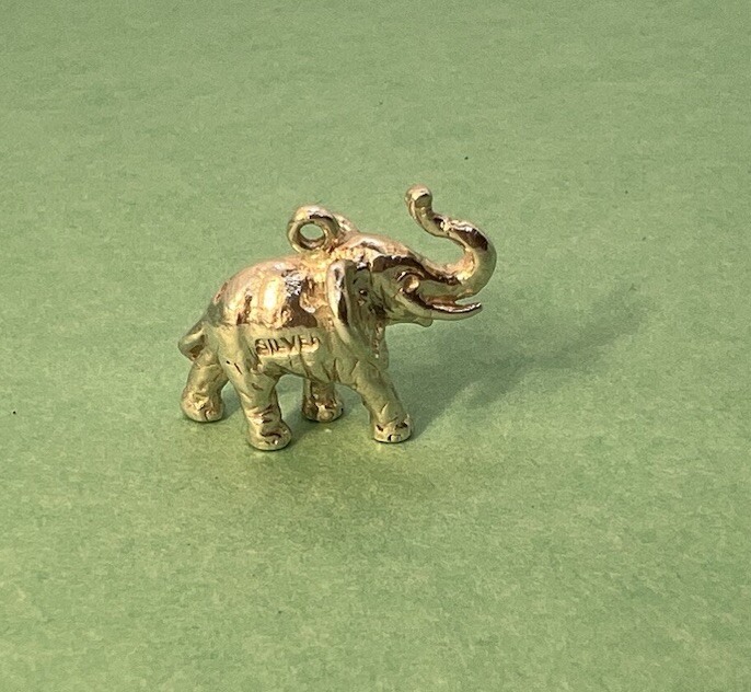 Vintage Sterling Silver Large Solid Trunk Up Elep… - image 3