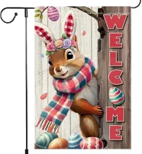 Spring Easter Garden Flag 12x18inch Vertical Double Sided Rabbit ears Squirrel c
