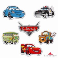 Cars Collection Set 6 Funny Cartoon Characters Embroidered Patches Iron / Sew On