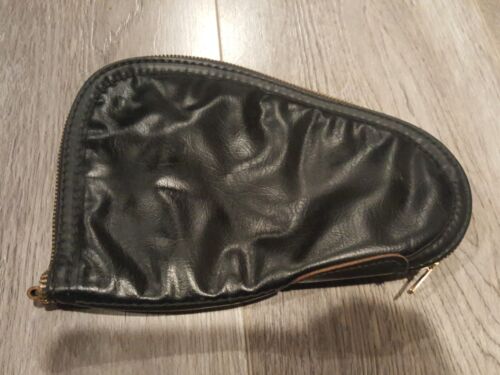Vintage FN Browning 1922 Soft Pistol Case Conmar Zipper Black w/ Red Interior - Picture 1 of 4
