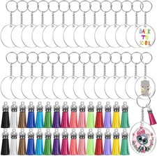 Tassel Key Chain Making Kit DIY Tassel Charms Silver Key Rings Keychains 120pcs