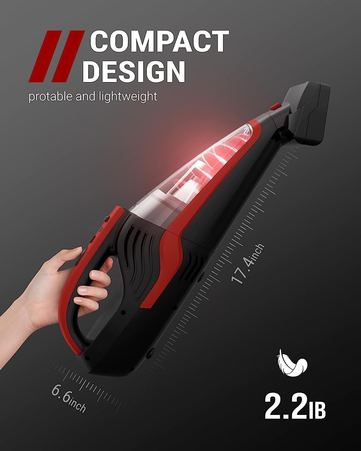 "VacLife Pet Hair Handheld Vacuum Red&Black (VL726)" eBay