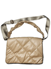 Sondra Roberts Squared Tan Quilted Convertible Shoulder Bag Crossbody Nylon Seat