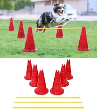  DOG AGILITY HURDLE SET - 6 CANINE OBEDIENCE TRAINING EXERCISE CONES