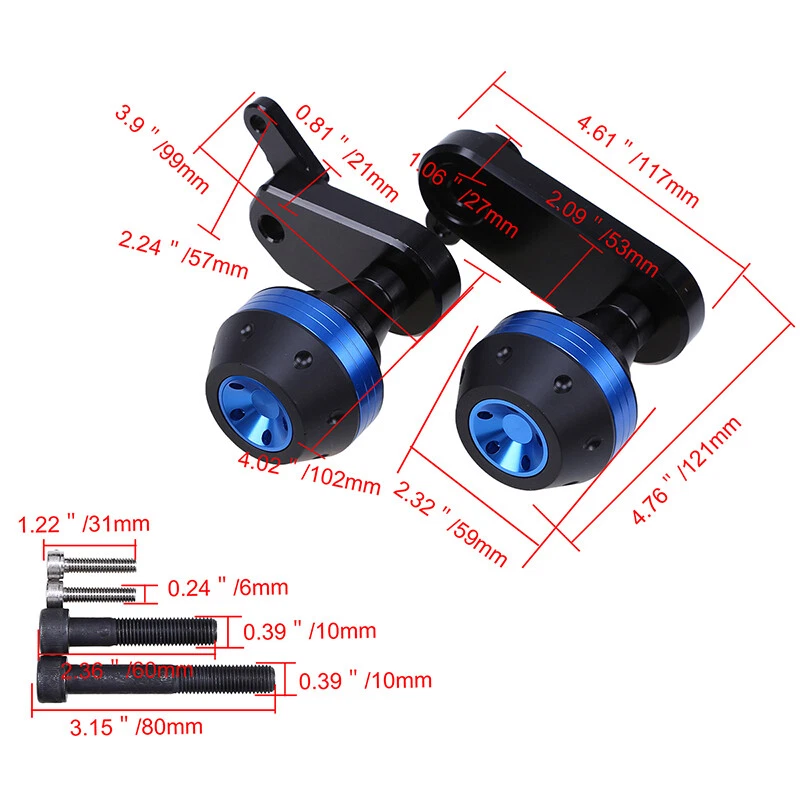 Protectores deslizantes de cuadro de motocicleta 2 piezas aptos para Kawasaki Ninja ZX6R 2009-2012 Foto 2 de 4