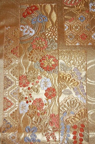 Vintage Heavy Silk Embroidered Maru Obi - Picture 3 of 7