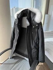 Moose Knuckles Stirling Down Parka Coat (Black/Natural Fox Fur)