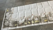 Williams Sonoma Volaille Linen 70 108 Tablecloth Easter Farm ducks chicks bunny