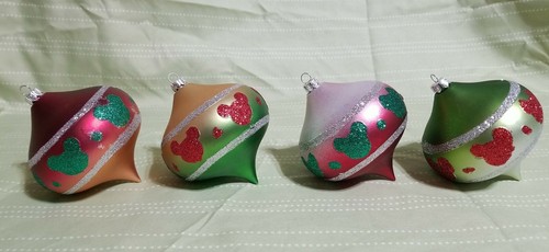 (4) Disney Parks Mickey Ohren Glitzer Weihnachtsschmuck breite Träne Tropfenform - Bild 3 von 12