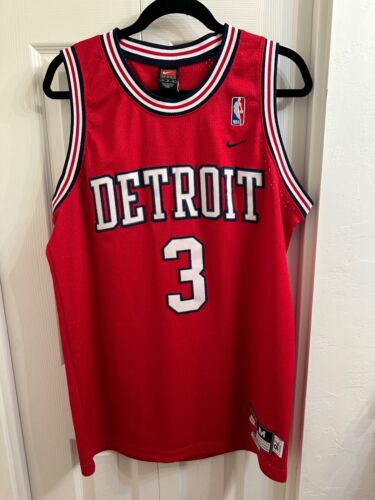 Nike Ben Wallace Detroit Pistons Rewind Red Jersey Mens Size Medium EUC