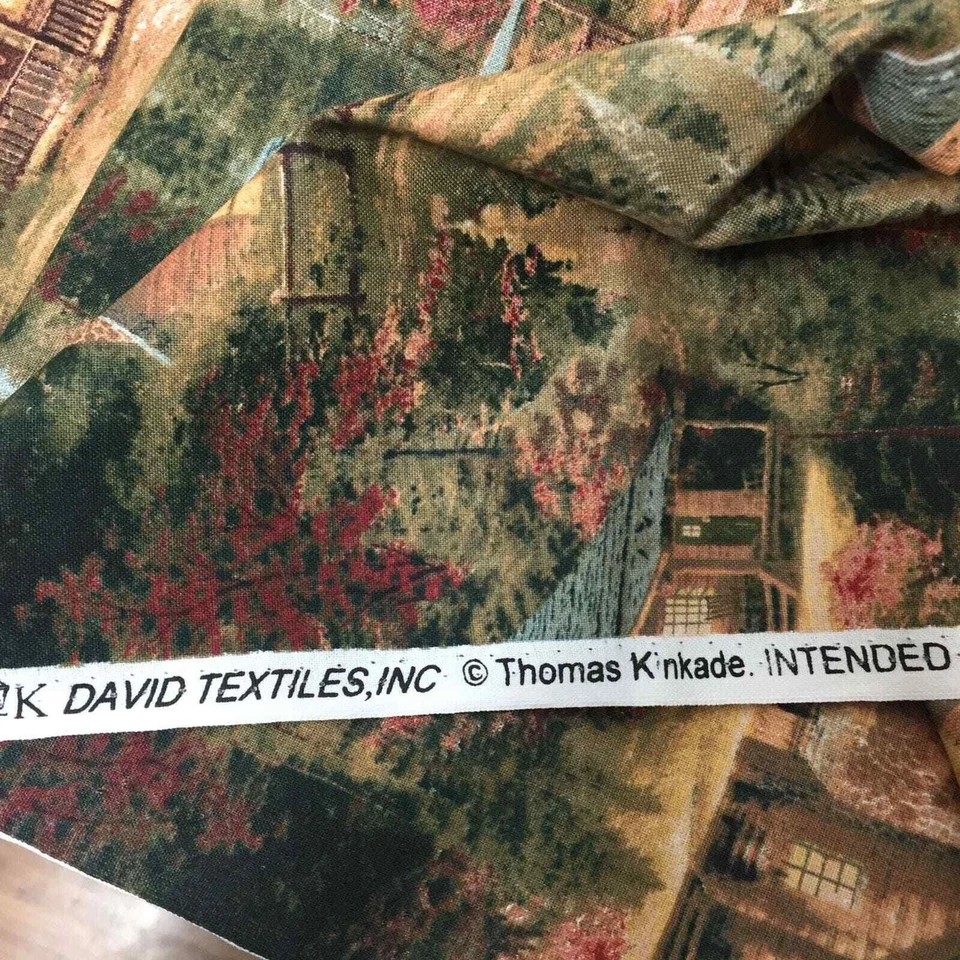 1/2 Yard David Textiles Fabric Cotton Quilt Thomas Kinkade Log Cabin Tree Fall H - Image 4 of 4