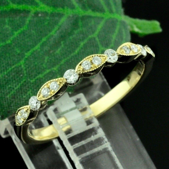 0.17 ct 14k Solid Yellow Gold Ladies Natural  Diamond Ring sexy stylish band 