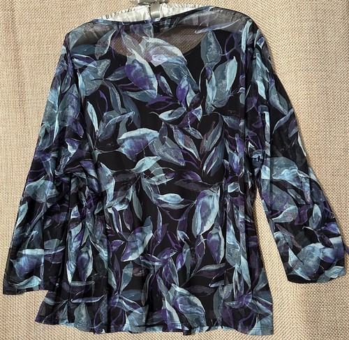 Zac and Rachel Top 1X New Stretch Knit Hippie Boho Popover Shirt Blouse 1XL NWT - Picture 5 of 8