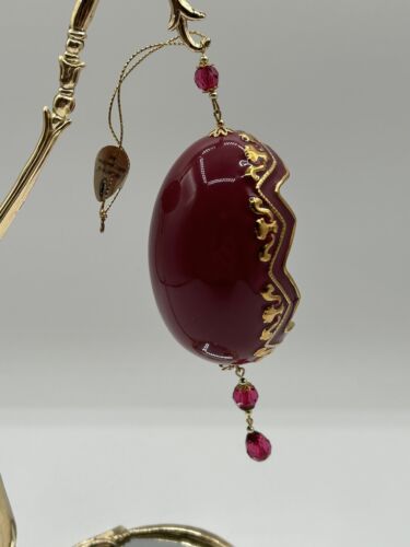 Vtg 2001 Bradford Exchange 3.5" Purrfect Harmony Heirloom Maroon Egg Ornament - Picture 4 of 9
