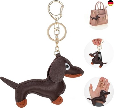 Giantree Schlüsselanhänger Dackel, Süße Welpe Hundetasche Anhänger Leder Glüc