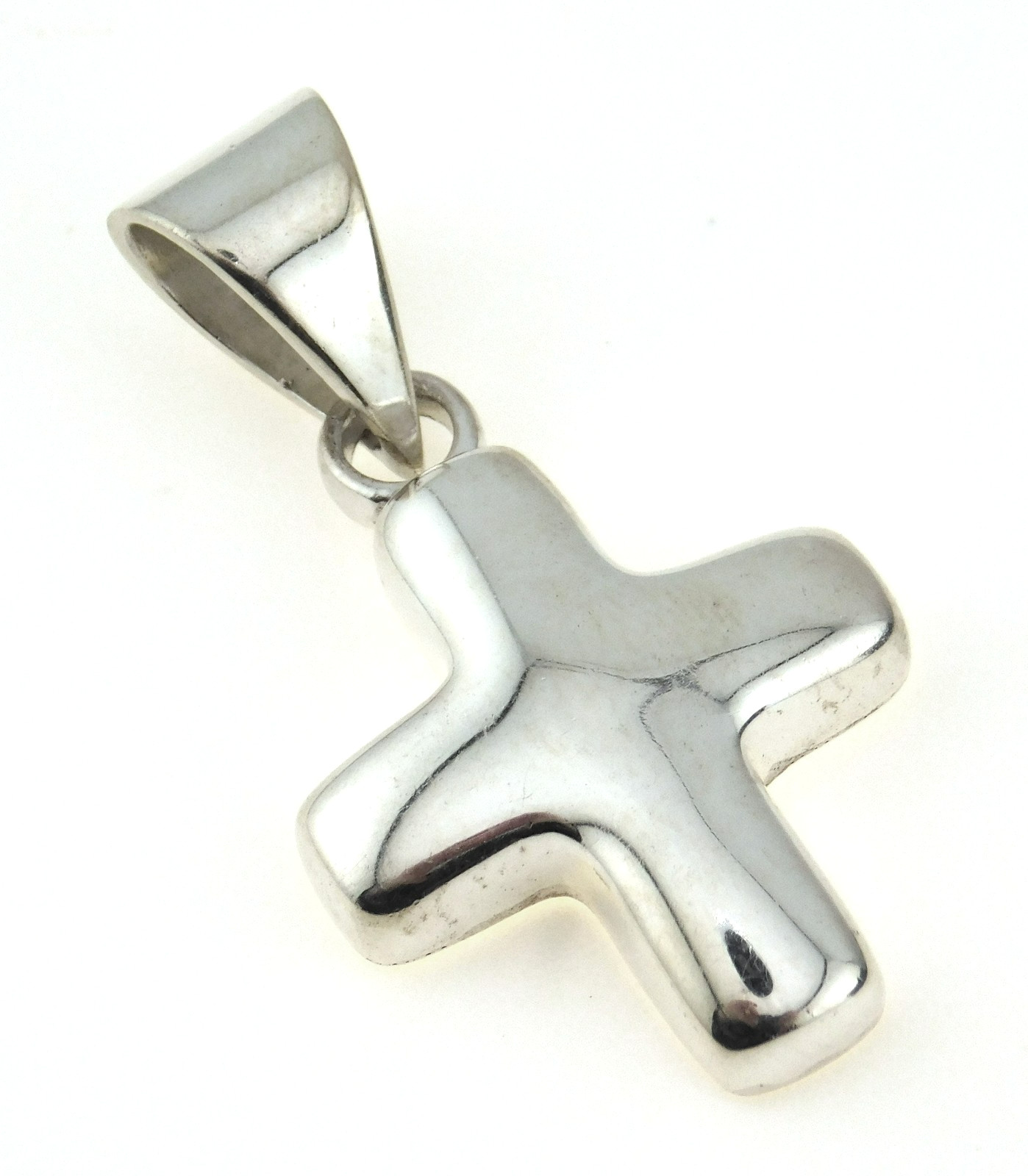 Modern 925 Sterling Silver Basic Plain Puffy Cros… - image 1