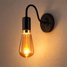 Black Gooseneck Wall Sconce Vintage Edison Bulb Industrial Metal Wall Light