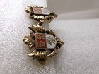 Vintage Coro Coat of Arms Earrings Red & White Enamel Lions Gold Tone Screw Back — photo 6