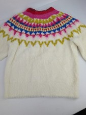 Hanna Andersson Fuzzy Soft Girls Sweater Size 5 US 110 CM EUC Fair Isle Cream