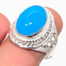 Blue Chalcedony Gemstone Handmade 925 Sterling Silver All Size Ring For Gift