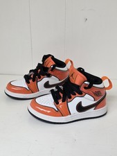 Air Jordan 1 Mid Turf Orange Nike Retro White Patent DD6834-802 Boy's Size 8C
