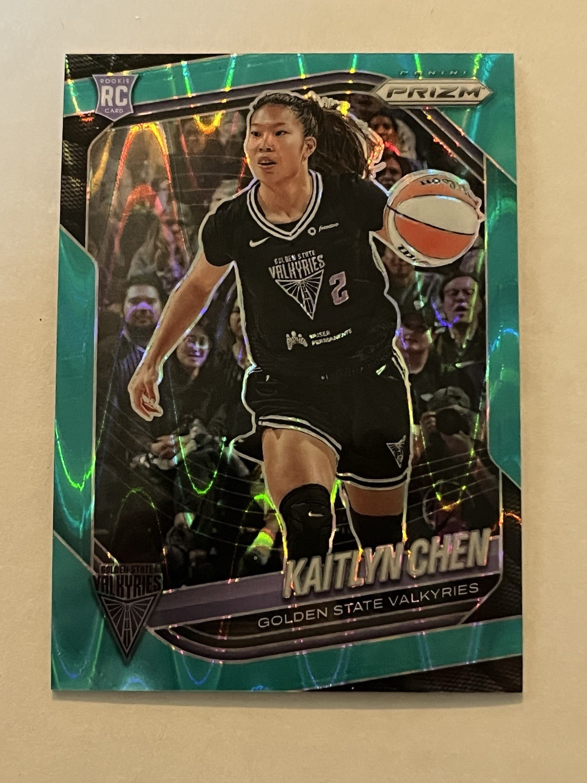 2025 Panini Prizm WNBA Kaitlyn Chen #100 Teal Seismic 39/49 GS Valkyries Rookie