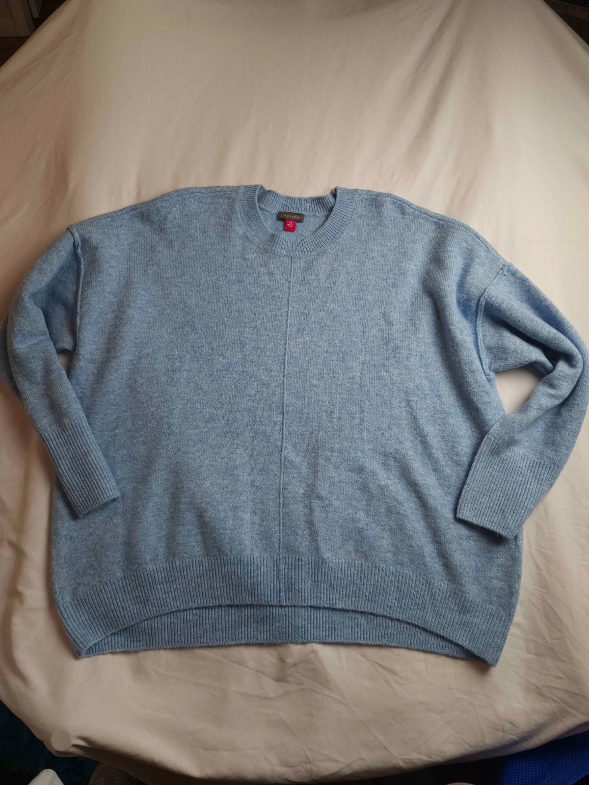 Vince Camuto Sweater Women XL Blue Knit Crew Neck Pullover Long Sleeve Cabincore